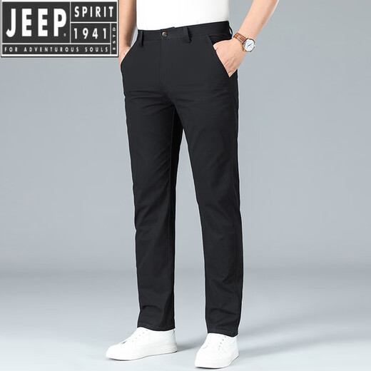 
JEEP SPIRIT men's cotton casual pants spring and summer thin loose straight large size men's pants summer trousers S7029# green - pure cotton elastic 33 (2.54 feet waist)