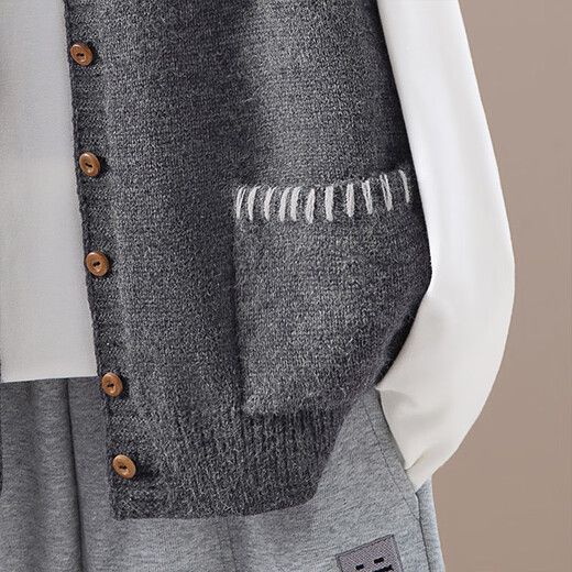 Sibaishe Round Neck Vest 2025 Autumn New Women's Fashion Loose Simple Single-breasted Knitted Vest