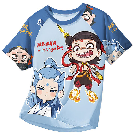 Disney Nezha Kleidung Kinder-Set Summer Neuer Stil mittelgroßer Großbrand Boy Modal Cool Children's Pyjamas Drei-teiliger Set 1M-ST-12353 110 Größe 8 (100-110) CM