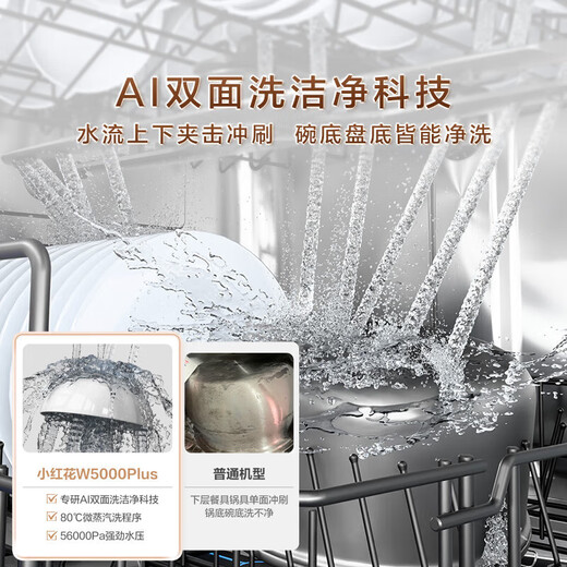 Haier built-in dishwasher double-sided washing W5000Plus white Xiaohonghua upgraded 18 sets + 3 large capacity UV double sterilization national subsidy EYSW18566BBU1 new product W5000Plus white 18 sets + 3 large capacity