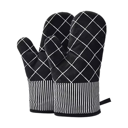 Zhanyi Zhanyi High Temperature Resistant Gloves, Thickened Pack of Two, Anti-scalding, Insulated and Wear-Resistant Gloves, Special for Kitchen Oven and Microwave ZY3306 Zhanyi Heat Resistant Gloves, Black and White Checkered, 2 Pack