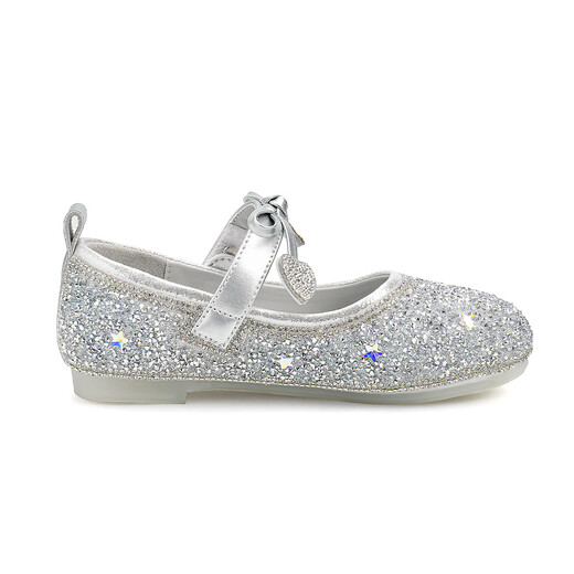 Saturday (St&Sat) Children's Shoes Girls Princess Shoes Spring and Autumn New Children's Crystal Shoes Small Leather Shoes Soft Soled Girls Shoes Baby Girls Shoes Glazed Silver 36 Inner Length Approximately 23.0cm