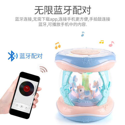 Heart Ancient Hand Pat Drum Baby Baby Children's Toys Music Music Drum puede ser recargable 8 Bebés de 1 año Educación temprana 6-12 meses 9934 Rosa