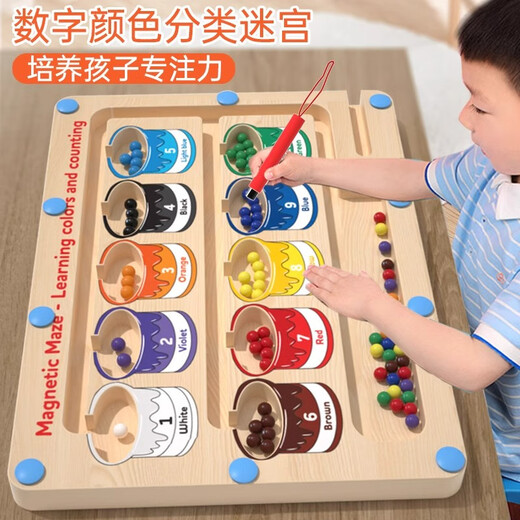 Boule de viande en bois Mwz pour enfants à gâchis magnétique Maze de 3 à 6 ans, bébés tenant des stylos et concentrant la formation 2 ans 4