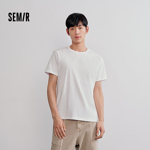 Semir short-sleeved T-shirt men's solid color bottoming shirt slim fit 25 summer new inner top simple versatile t-shirt for men shop TOP1 pure cotton style bleached 10007 L