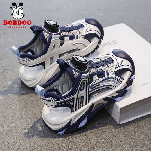 BOBDOG (BOBDOG) BOBDOG children's sports sandals boys' shoes 2025 new youth shoes non-slip boys beach shoes LY920K black blue 31 shoe inner length 19.8cm