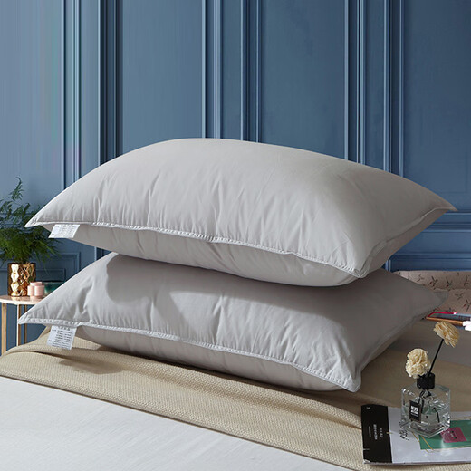ROLAND LIVE全棉抗菌羽绒枕纯棉舒适护颈枕芯单人家用酒店枕头芯成人一只装 LN全棉羽绒枕-灰色 一只装 48*70cm