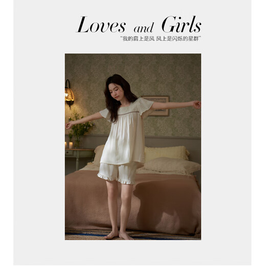 Mme Sili somnolent pyjamas serrés pour les femmes en été 2025 Nouveaux shorts de gaze fraîche Collier carré blanc Princesse Summer Home Vêtements XN4490 L