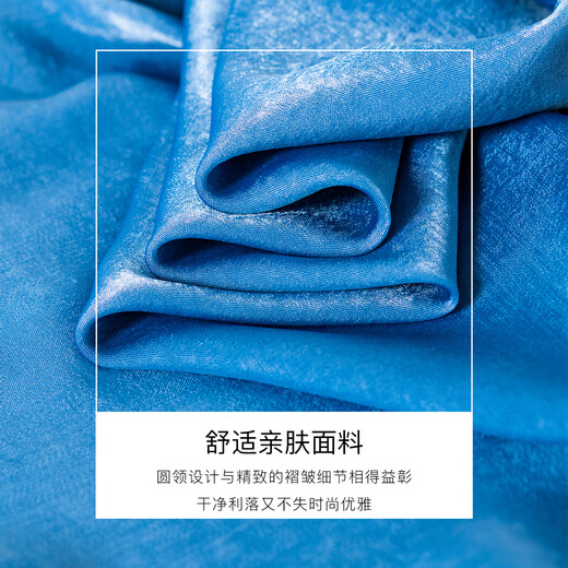 Roeyshouse Lace High Blue Satin Shirt Women's 2025 Summer New Style Chic rikinks BodySuit Slim 12043 Blue XL