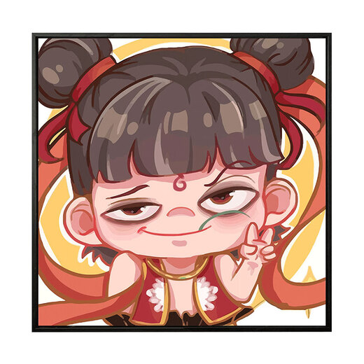 Light suit mon souhait Nezha Painting Board Nezha 2: Demon Child Can Haidiy Remplissage Coloriage Color Paint Cartoon dessiné à la main Ao Bing Decorative Painting Hy14381 80 * 80cm Cadre intérieur en bois massif épaisseur + cadre extérieur décoratif (