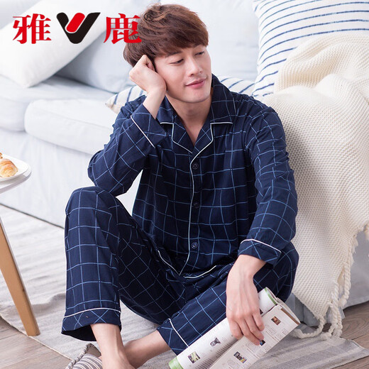Pajamas Yalu Pyjamas Men à manche à manches longues Pure Cotton Spring and Summer Men de monnaie et de vêtements pour la maison d'été d'âge moyen 5xl 844 L