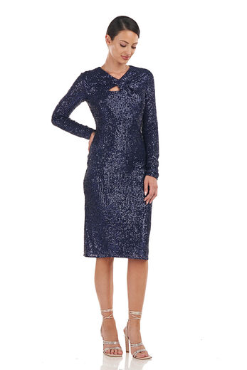 JS Collections Women's Haven Twist Knee Dress, Navy Navy 14