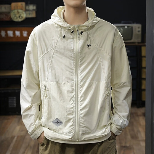 Woodpecker (TUCANO) summer light and breathable cool ice silk sun protection clothing jacket for men 2025 new anti-UV skin clothing fishing clothing off-white 4XL 200-220Jin Jin equals 0.5 kg