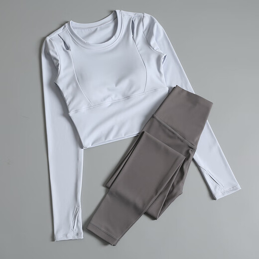 LULU Lulu 2024 new yoga clothing suit for women in autumn and winter Pilates training fitness long-sleeved sports top Iceland blue + light blue gray L