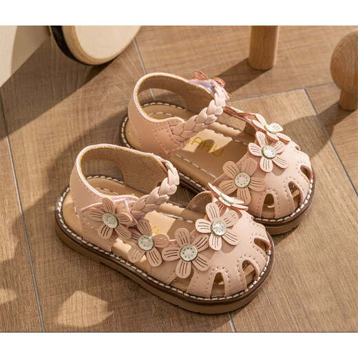 Xinnan baby girl sandals summer 0 to 1-3 years old baby shoes anti-slip toe toe soft sole toddler shoes from 80 to 90 months Mika Xiaohua size 19 inner length 13.5cm size 16-19