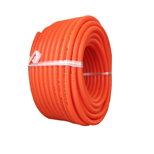 Kezitu thickened orange-red plastic corrugated pipe PVC waterproof flame-retardant threaded pipe threading hose wire and cable protective cover thickened orange-red 16mm/roll 50 meters
