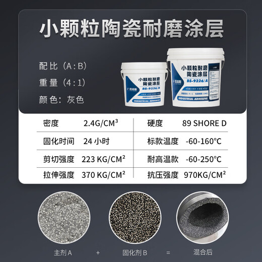 XMSJBS9226小颗粒耐磨防护剂泵蜗壳陶瓷修复胶叶轮防护涂层材料 灰色-标准款-500g