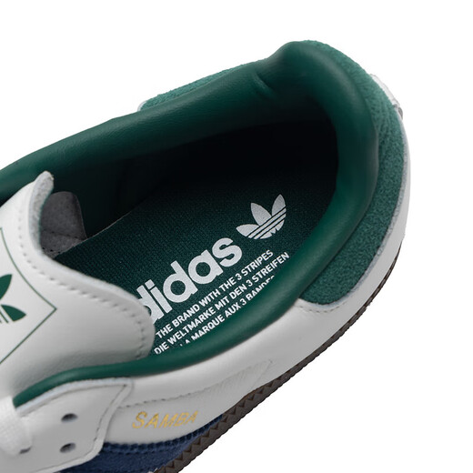 阿迪达斯 （adidas）男女鞋三叶草 Samba OG 德训T头鞋黑白经典情侣运动休闲板鞋潮 IH4882/白色/绿色/深蓝 36.5