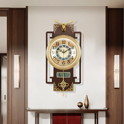 Combas wall clock living room new Chinese retro calendar silent clock quartz clock wall hanging 2863B