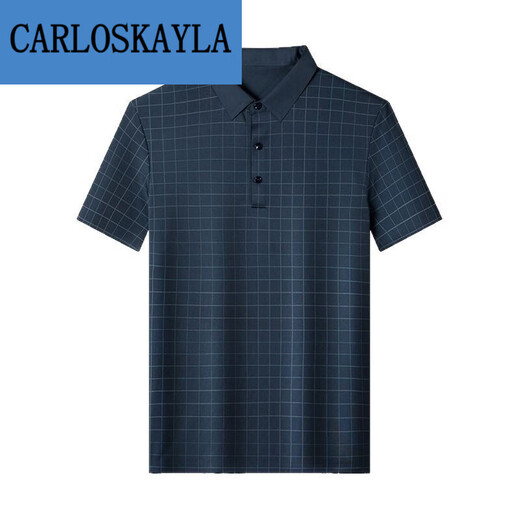 Jiaojing T-shirt masculin à manches courtes à manches intermédiaires plaid à mi-manche