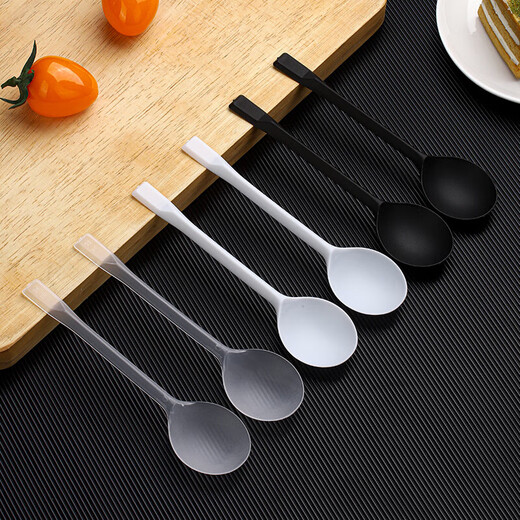 Disposable dessert spoon, individually packaged, takeaway packaged beetle spoon, thickened ins plastic cake spoon, edible black beetle spoon, 50 pieces/individually packaged