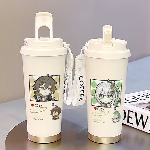 原神纳西妲吸管杯简约水杯ins高颜值学生便携316保温杯 BXAB15939神子 食品级内胆-520ML配挂绳