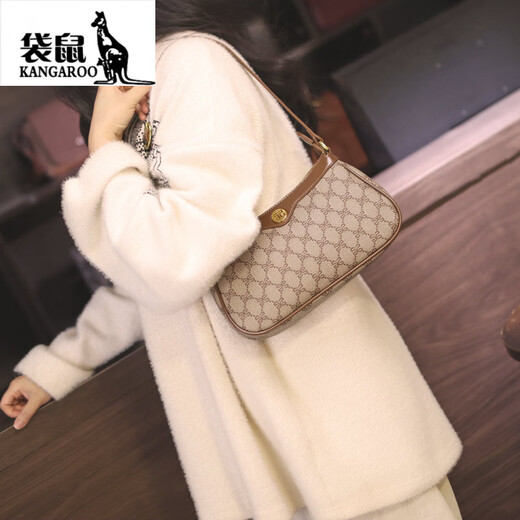 Kangaroo (KANGAROO) Luxury | Brand Genuine Leather Bag Women's Bag Shoulder Crossbody Bag 520 Valentine's Day Birthday Gift for Wife and Girlfriend Coffee Color Anniversary Birthday Gift for Girlfriend Wife Gift Box