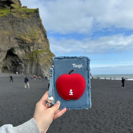 Tagi.<Ping Ping An An> Pearl Denim Tassel Travel Passport Clip Storage Package Gift Certificate Card Package Denim Blue (Ping Ping An)