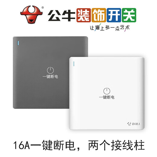Bull whole house one button power off 86 type switch concealed main switch to turn off the lights in the whole house 16A high power main power supply G25 white G25 one button power off + 25A contactor