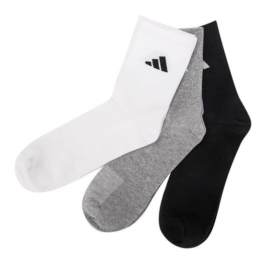 阿迪达斯 （adidas）袜子男袜女袜运动袜吸湿排汗休闲袜子高帮袜长筒袜 JC9272黑白灰三双装 XS-3436