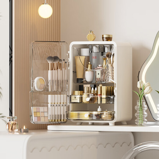 HAIXIN makeup storage box dust-proof storage cabinet desktop storage box large capacity skin care product storage box jewelry box high-end upgraded vertical pattern makeup cabinet - 28*20*41cm