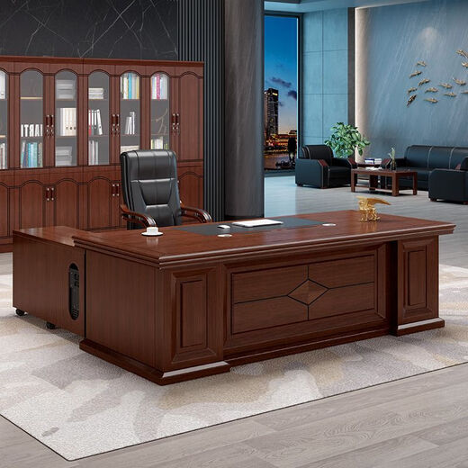 Concubine 2025 Nouveau boss de luxe Boss Office Bureau Chaise Chaise de bureau simple Modern Leader Office Manager Branche Tableau 826 # Modèle suprême 1,6m Table + Double Cabinet auxiliaire