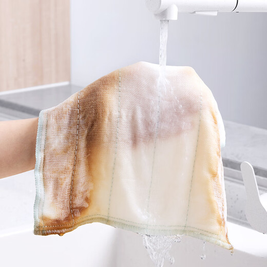 Camellia kitchen rag 30*30cm*5 pieces, oil-removing scouring pad, cleaning towel, cotton soft dishcloth