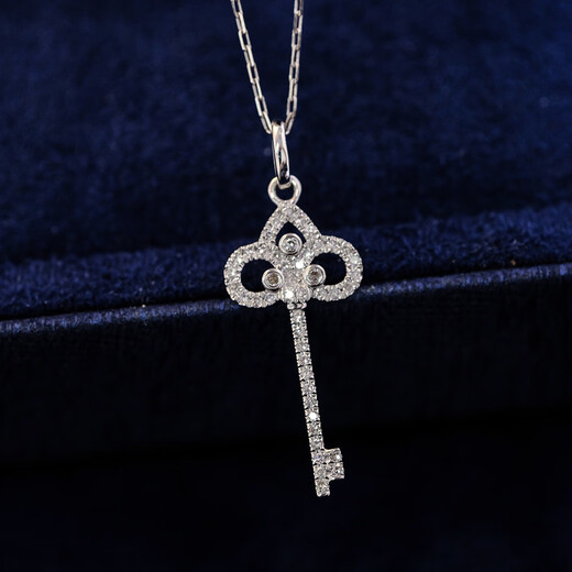 Junpo 18K gold inlaid with 20 points classic key stone pendant real women's necklace internet celebrity gift K red (single pendant) single pendant