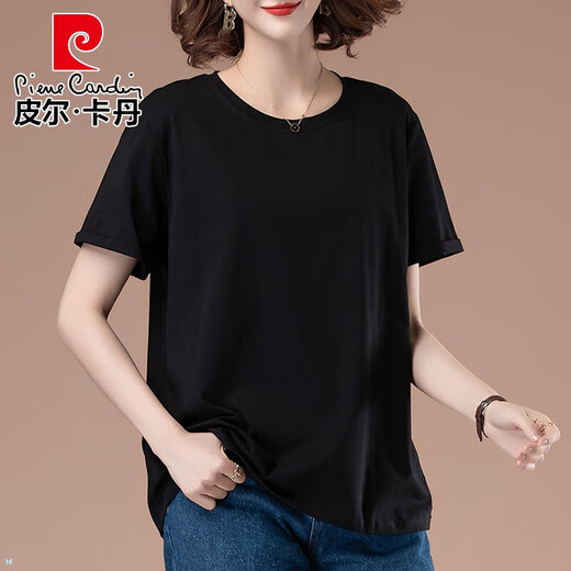 Pierre Cardin Mother d'âge moyen 2025 T-shirt à manches courtes d'été pour femmes polyvalentes minces décontractées gras gras slim.