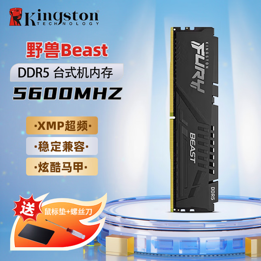 Kingston Beast series Hacker God 16G 32G DDR5 5600 6000 6400 5th generation desktop memory module FURY gaming e-sports supports XMP&EXPO Beast DDR5 5600MHz black 16GB 1 piece single