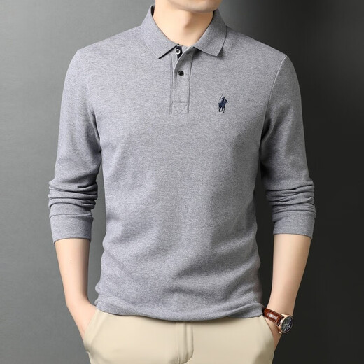 传奇保罗保罗POLO衫男士长袖t恤纯棉中年爸爸春秋装高端上衣服秋衣体桖丅 6626白色 15XL 165/m/48