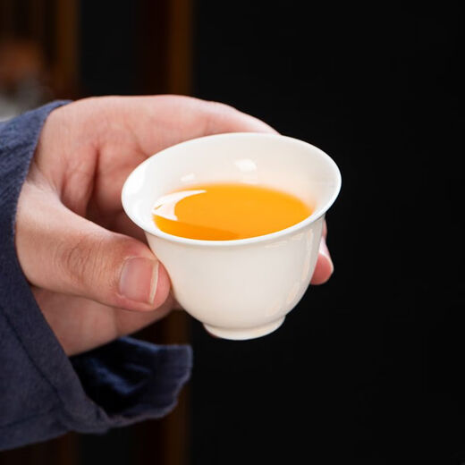 Dehua mutton-fat jade white porcelain kung fu tureen tea set set for home light luxury high-end office teapot teacup gift Dehua white porcelain-covered bowl 10-piece set