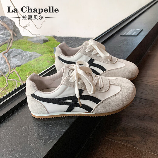 La Chapelle women's shoes moral training shoes women's new all-match casual shoes low-top soft-soled sports shoes for women-2215B beige black 38