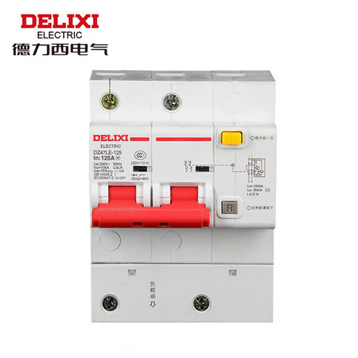 DELIXI Electric leakage protector DZ47LE-125 2P D100 2-phase 100A rated current 220V large current leakage protection air switch