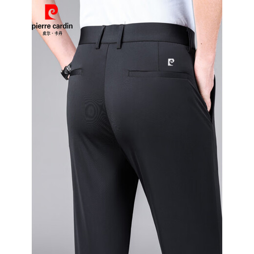 Pier Cardin Mulberry Silk Herrenhosen Casual Hosen Sommer Cool Elastic No-Iron Straight Ice fühlen Seide tägliche Hosen mittlerer Alters dünn grau [16761] 40 [195-210jin [Jin gleich 0,5 kg] Verschleiß]