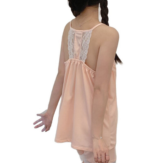 COLORFUL GEMS夏季蕾丝露背睡衣女两件套带胸垫家居服 JDX-757虾粉色 190 XXXL
