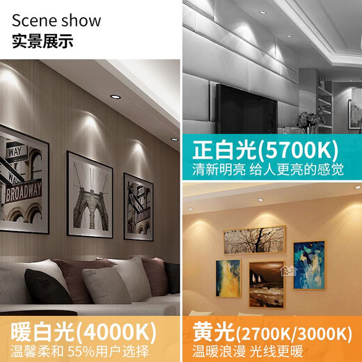 雷士（NVC）雷士照明LED筒灯NLED92225 NLED9223 92235 9224 9225铝材砂银色 9224砂银-开孔120-10W-暖白 400