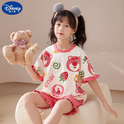 迪士尼（Disney）甜美可爱女童家居服套装优质棉少女款夏季短袖短裤甜美睡衣女孩 687莫代尔 160 大童XL码 建议身高160-170CM