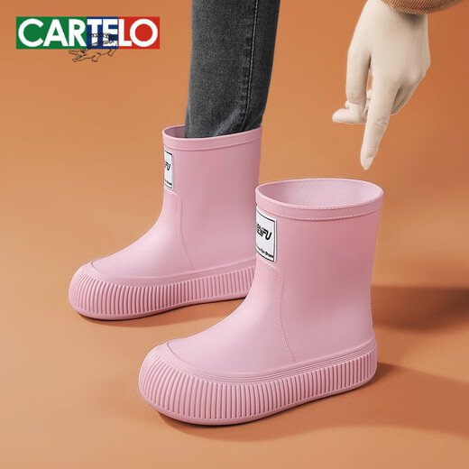 CARTELO rain boots for women in summer kitchen work rubber shoes lightweight outside waterproof and anti-slip soft bottom water shoes high tube rain boots black (upgrade model) 41 [40-41 same size]
