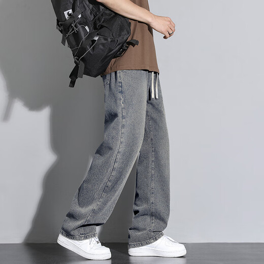 
Foss Phil American Starry Sky Pattern Jeans Men's Spring and Autumn Style Casual Washed Retro Straight Loose Sports Wide-Legging Pants SS-8021 Deep Retro XL [Suggested 130-155Jin [Jin equals 0.5 kg]]