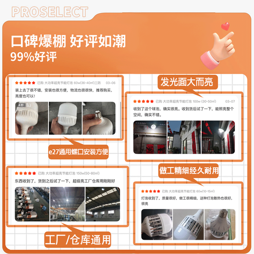 Biuyum led light bulb factory warehouse high power energy saving light bulb high brightness fin cooling light bulb E27 screw socket 100w white light 6000k