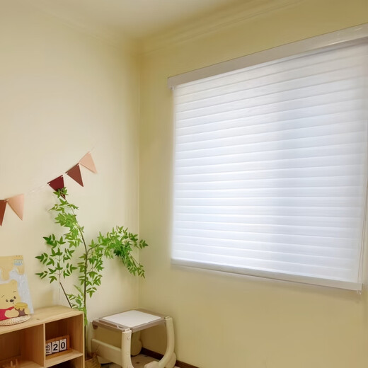 Shangri-La curtains electric punch-free blinds roller blinds blackout sunshades study bedroom balcony roll-up waterproof luxury style light luxury white (semi-blackout)