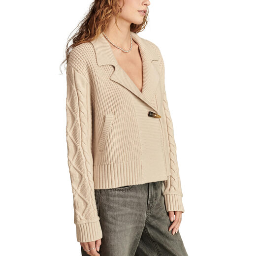 LUCKY BRAND Women's Hybrid Yarn OTT Oat Milk Large