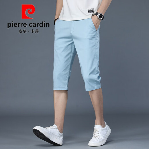 Pier Cardin pure cotton cropped pants men's summer 2025 new ice silk six-point shorts men's high-end business casual mid-pants 728 light gray [pure cotton cropped pants] 33 (waist circumference two feet six)